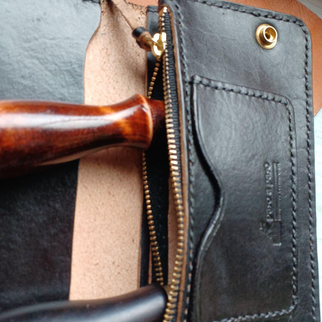 姫路レザー　トラッカーウォレット　ロング　茶芯　ハンドメイド