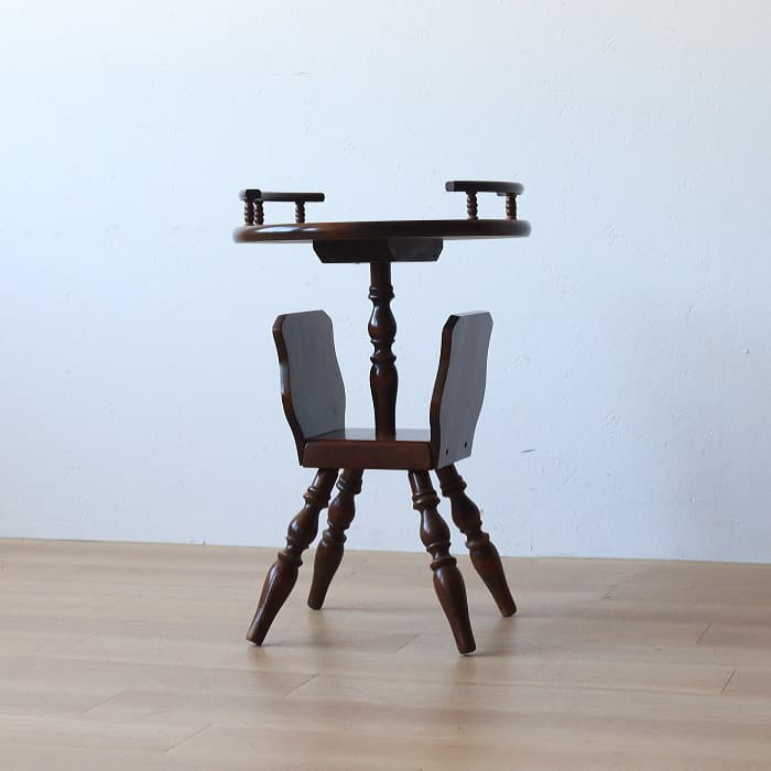 アンティーク カフェテーブル 丸 レトロ 古家具 飛騨産業 キツツキ