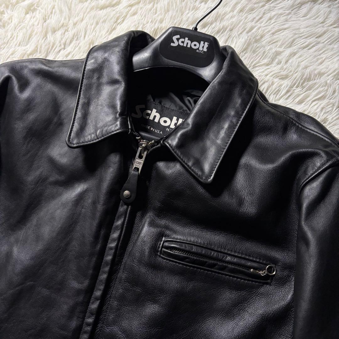 【米国製/現行】schott ライダースジャケット 643 本革　ブラック　42