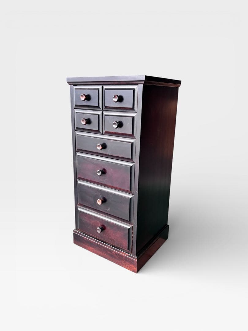 ダークブラウン木製チェスト 引き出し