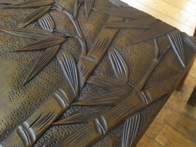 伝統工芸 軽井沢彫り『桜・松・竹』彫刻 3つ組 ネストテーブル/サイドテーブル