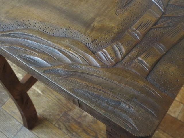 伝統工芸 軽井沢彫り『桜・松・竹』彫刻 3つ組 ネストテーブル/サイドテーブル