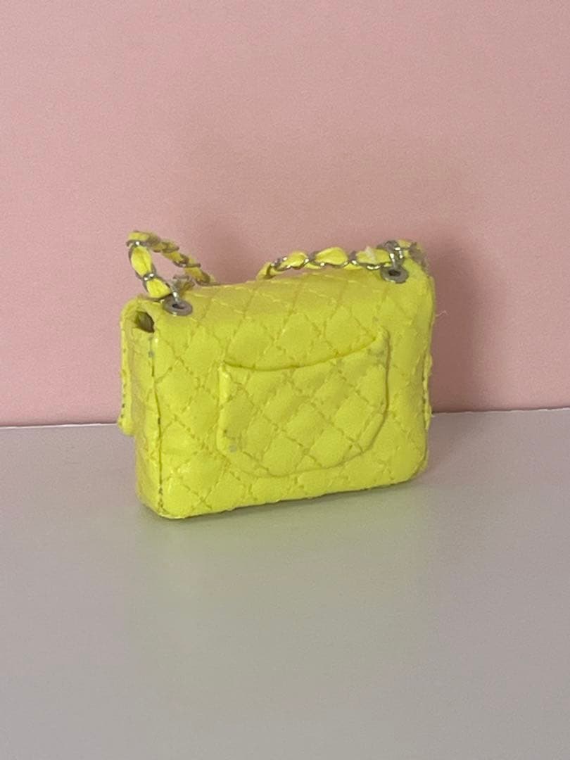 ★ハンドメイド★ ミニチュア チェーンバッグ エナメル レモンイエロー