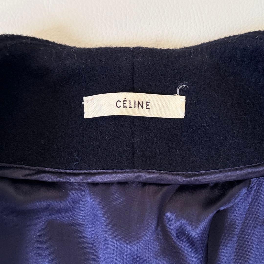 セリーヌ CÉLINE フィービー期 ノーカラークロンビーコート ネイビー 42