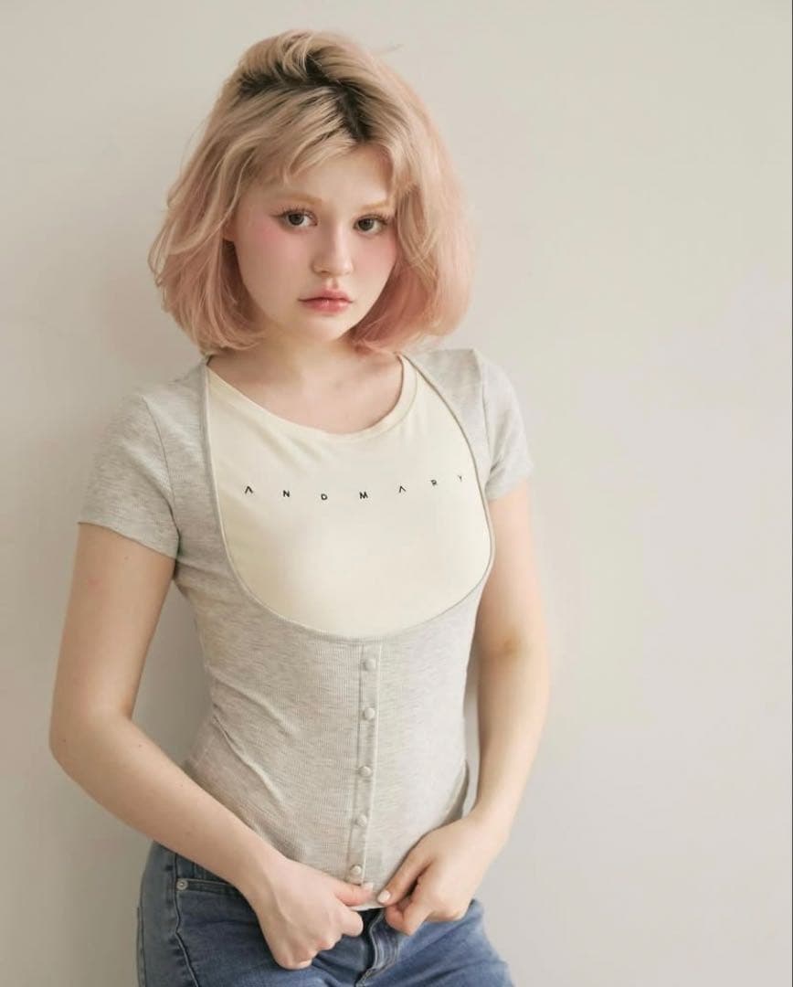 ANDMARY Mary logo tops グレー　アンドマリー