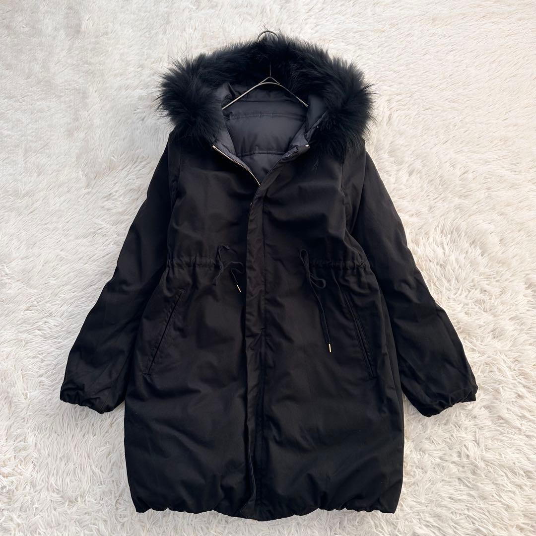 ドゥーズィエムクラス リバーシブルダウンジャケット 2way ラクーンファー 黒