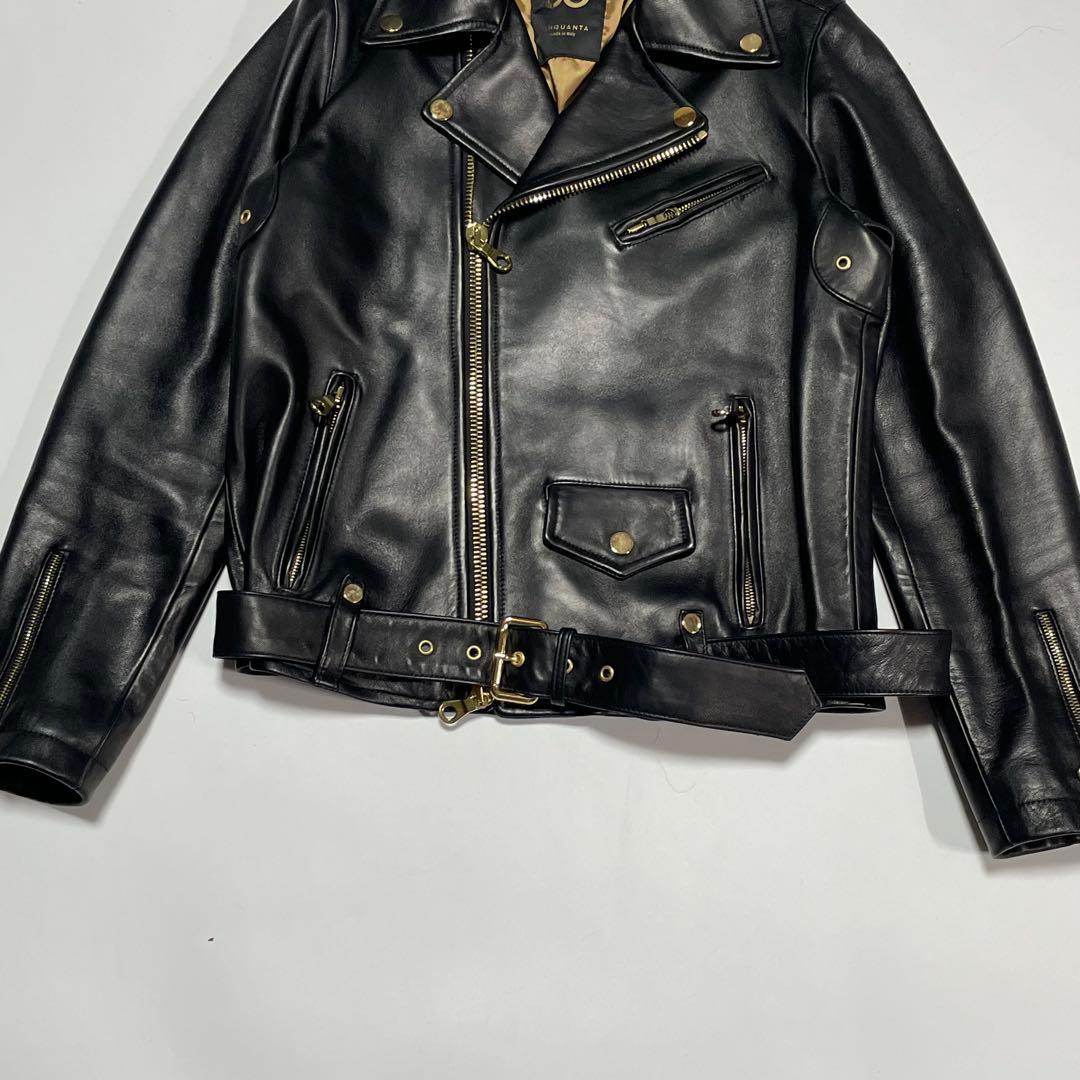 極美品　CINQUANTA　ライダースジャケット　ダブル　黒/ブラック　40　L