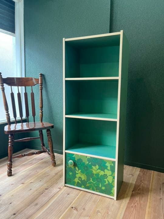 レトロポップ 花柄 昭和レトロ 花柄 インテリア 当時物 アンティーク 緑