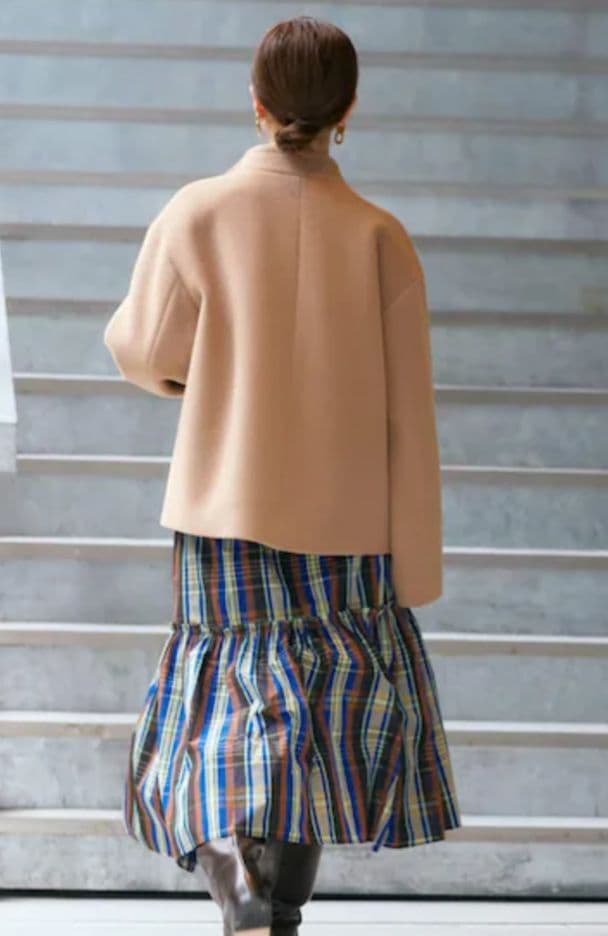 IENA キャメル スタンドカラーショートコート