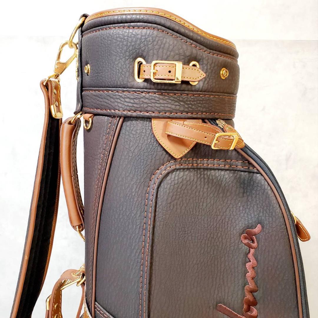 美品 HONMA ホンマ 本間 クラシック レザー キャディバッグ ゴルフバッグ
