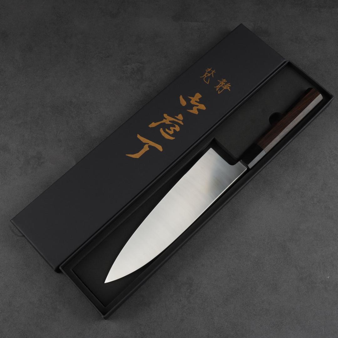 7179 左利き用 大出刃包丁 8寸 刃渡り240 刺身包丁 黒檀黒水牛角八角柄