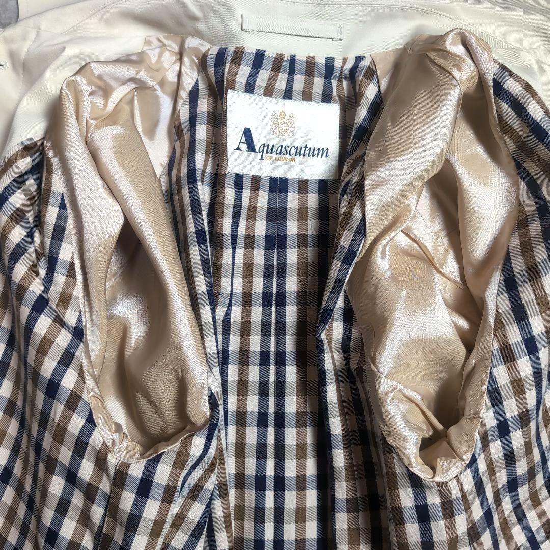 【希少】アクアスキュータム 袖ユニオンジャック ステンカラーコート 裏地チェック
