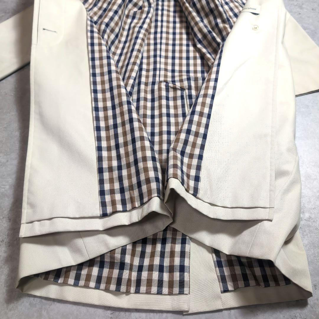 【希少】アクアスキュータム 袖ユニオンジャック ステンカラーコート 裏地チェック