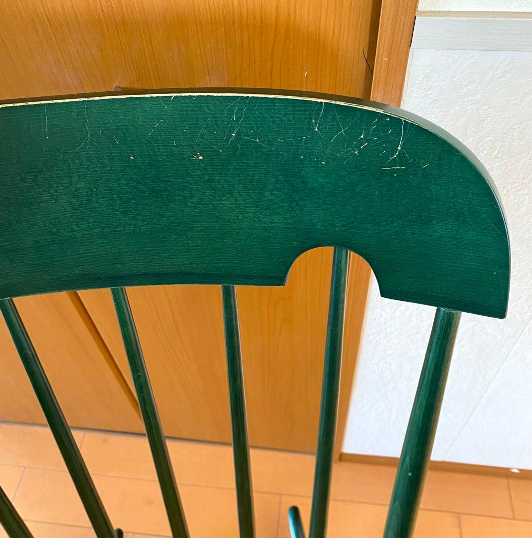 飛騨産業　ロッキングチェア　グリーン　ナチュラル　希少カラー　塗装はがれ傷あり