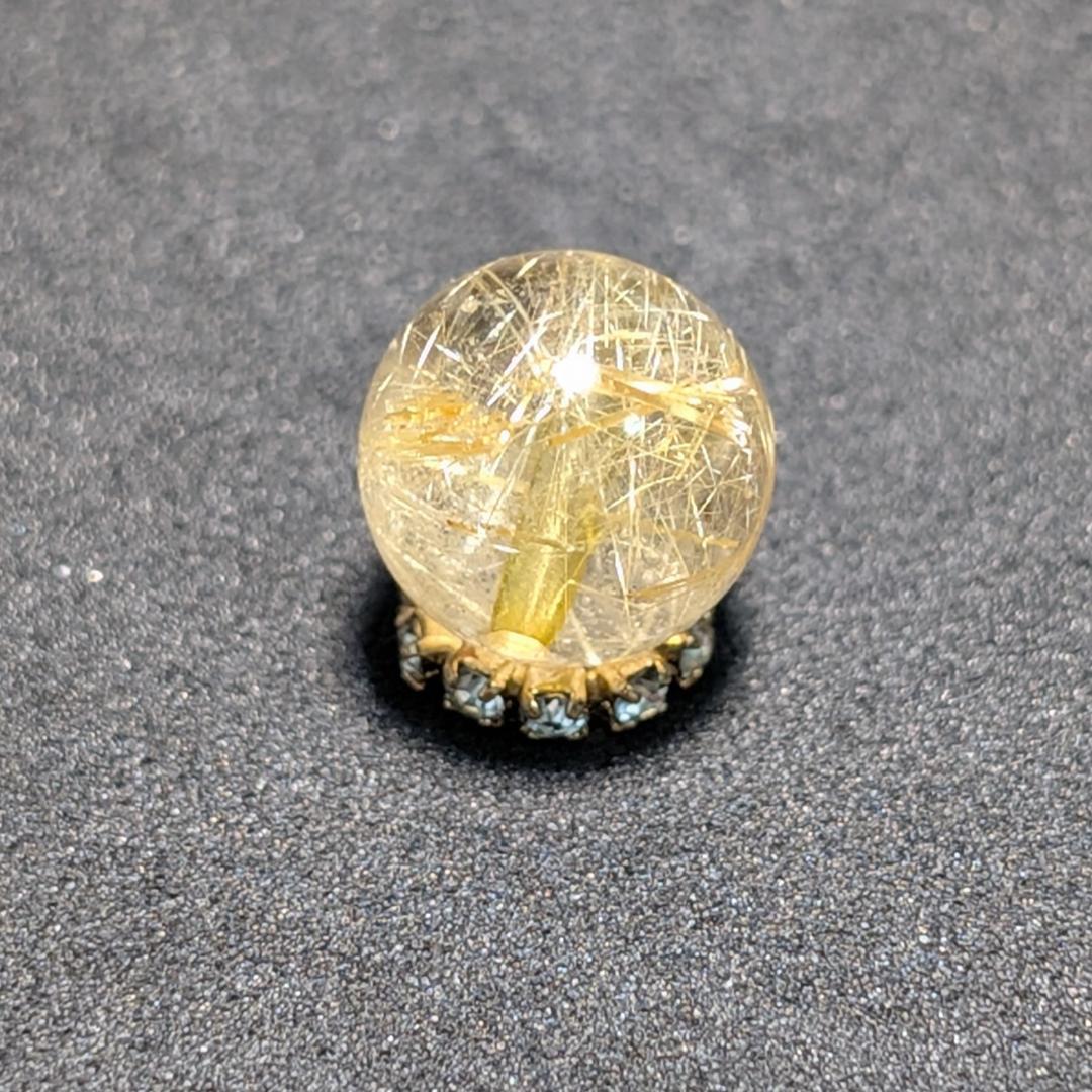 一点物【惹き込まれる世界】タイチンルチル 10ミリ 1粒売り 貫通穴あり