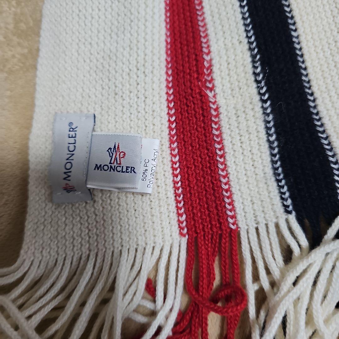 MONCLER マフラー ホワイト レッド ブラック