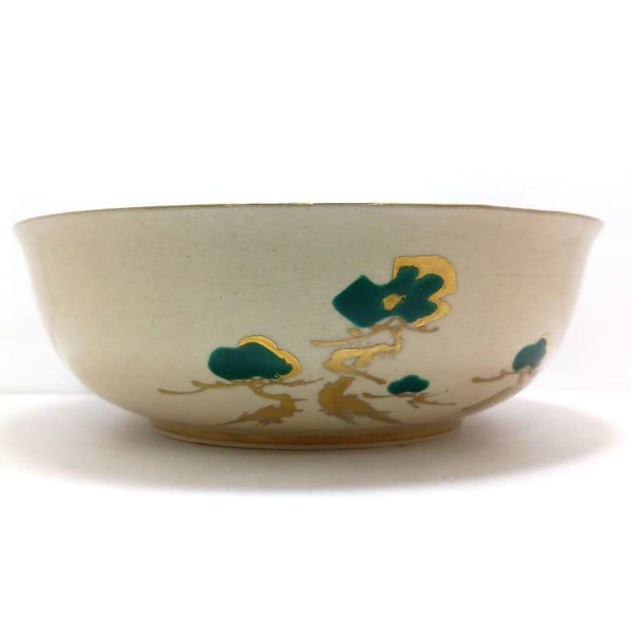 Y3386-5 仁清意老松之図 金彩鉢 共箱