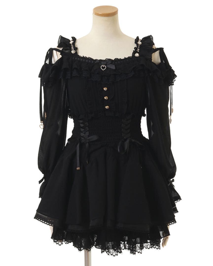 LIZLISA リズリサ オフショルシフォンセットアップ 黒