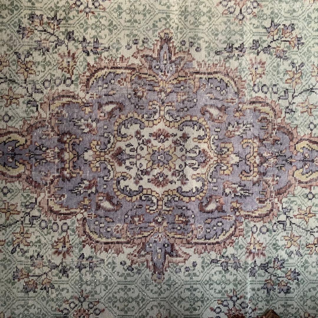 超超大判 3m 300×162 メダリオン　モスグリーン　トルコヴィンテージラグ