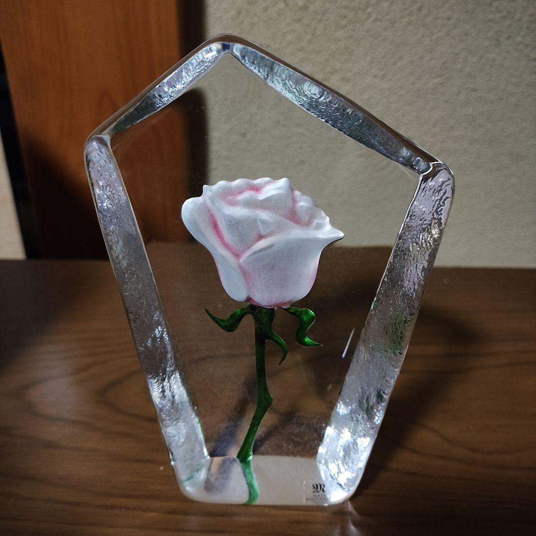 【美品】Mats Jonasson　マッツジョナサン　クリスタルガラス　置物バラ