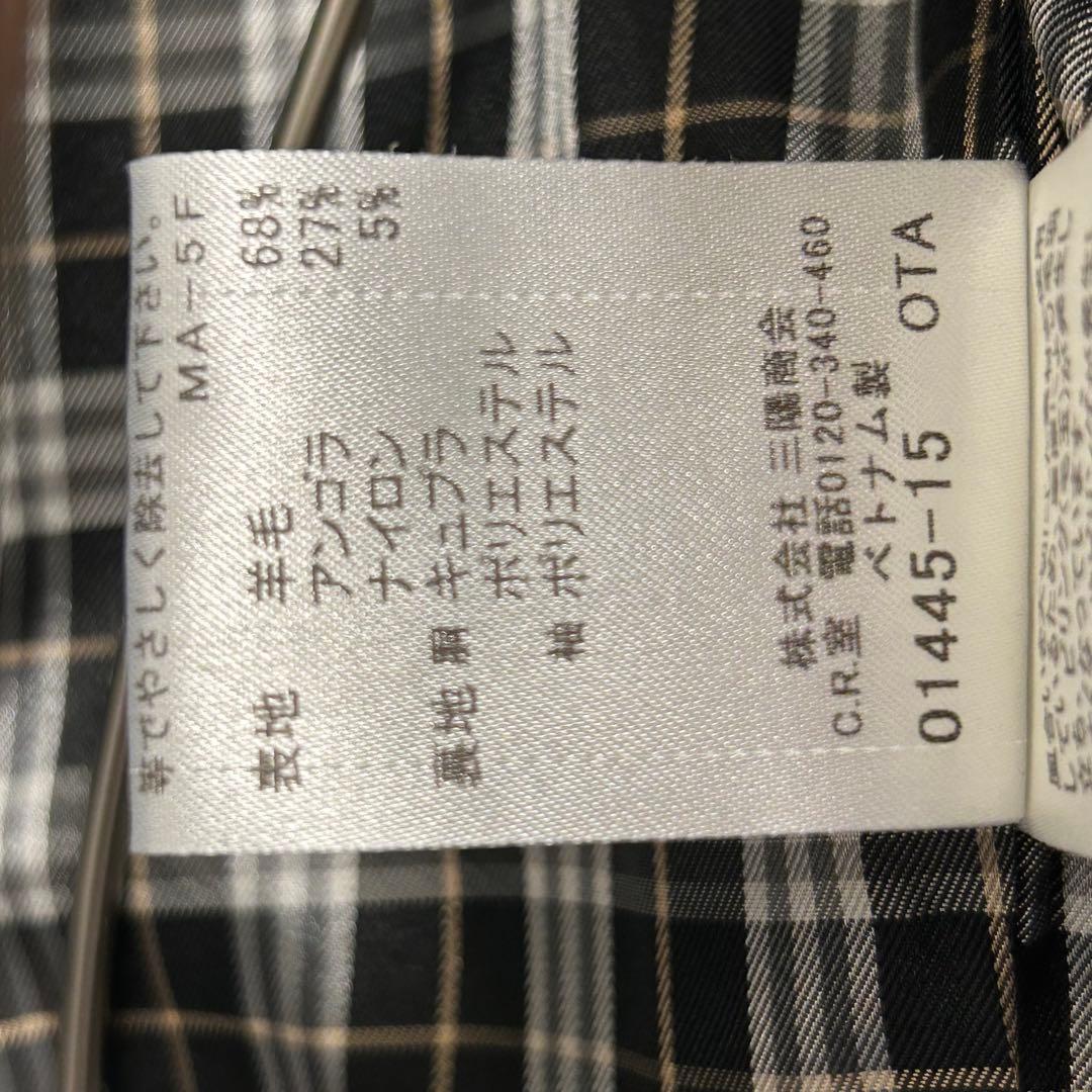 バーバリーブルーレーベル ロングコート ダブル アンゴラ混 ノバチェック 38