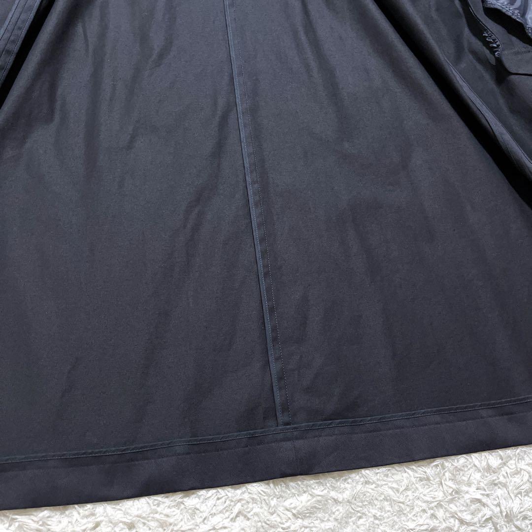 美品✨自由区　セミダブル ノーカラーコート　紺　ベルト付き　ロングコート　40