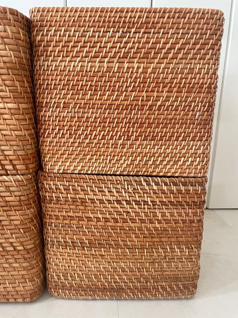 無印良品　ラタンバスケット　特大4個　蓋付きバスケット1個　計5個
