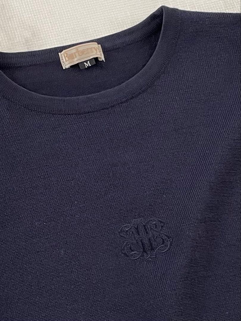 【バーバリー】Burberrys クルーネックウールニット　イニシャル刺繍