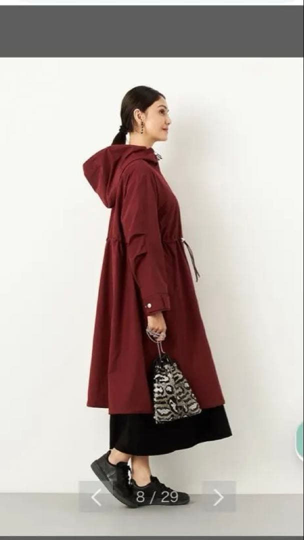 ぐるけん 他の方の購入お断り バーガンディ フード付き ロングコート