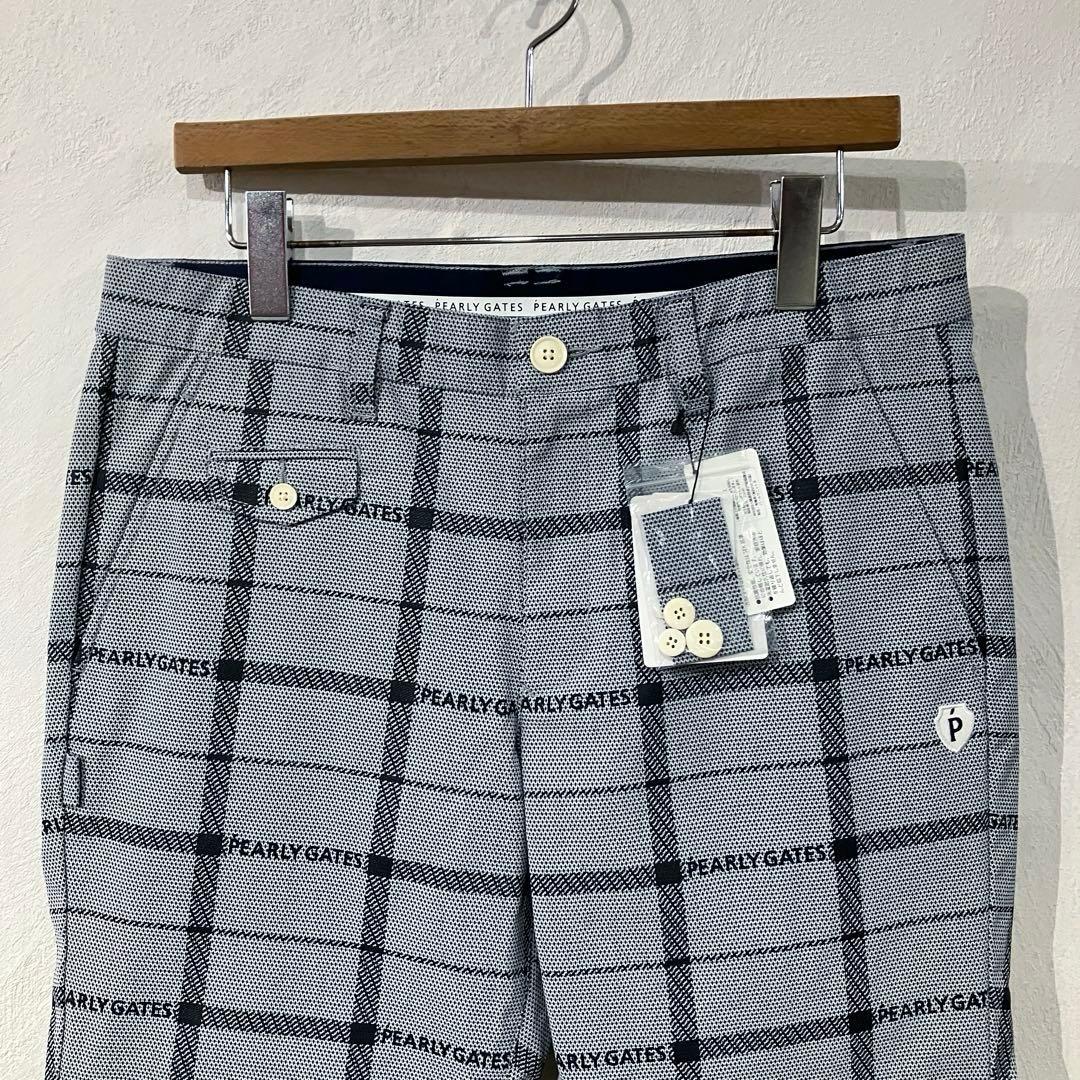 新品 PEARLY GATES ロゴ入り チェックパンツ ゴルフパンツ