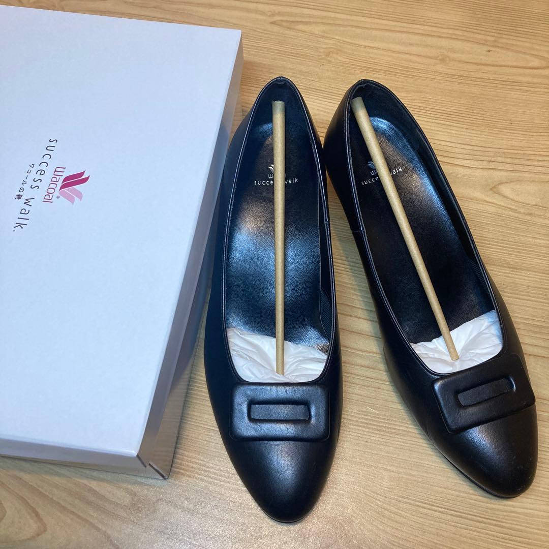 美品！Wacoal サクセスウォーク黒 バックル付き パンプス EE 24.5