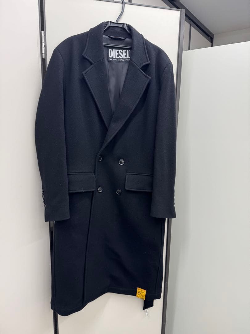 DIESEL 黒 ダブルブレスト チェスターコート　サイズL