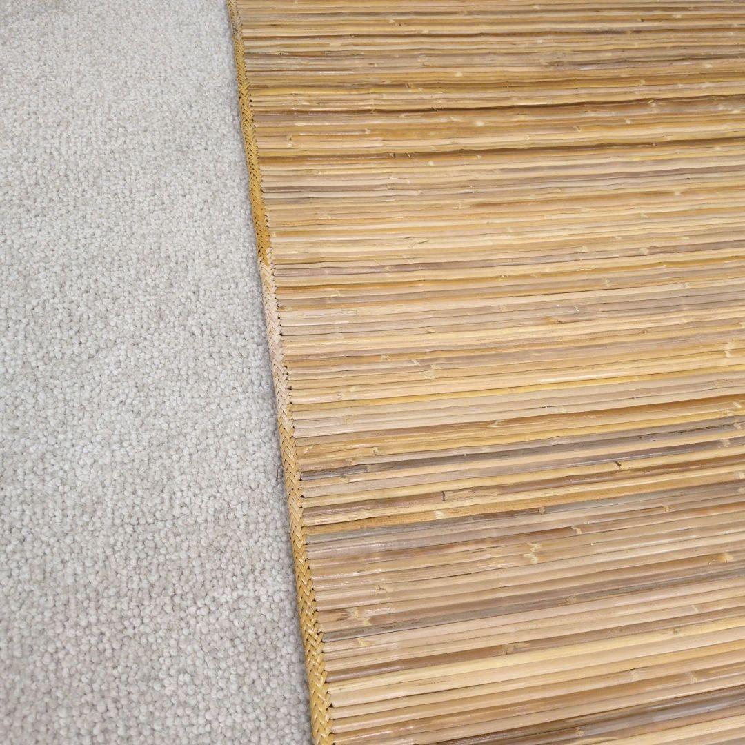 竹製ストライプラグ 大きめ　籐むしろ