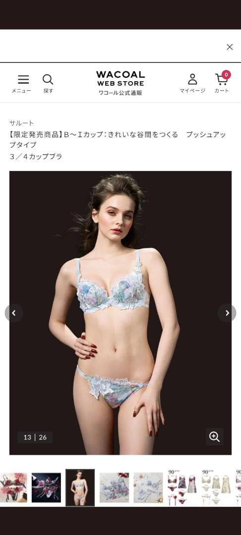 ワコール、サルート90グループブラジャーC75サイズ。