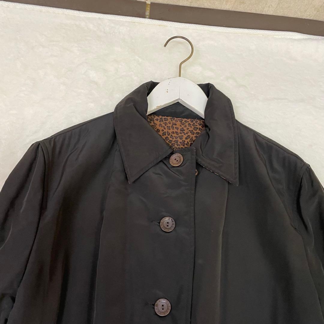 BOTTEGA VENETA レオパード柄　ブラックトレンチコート リバーシブル