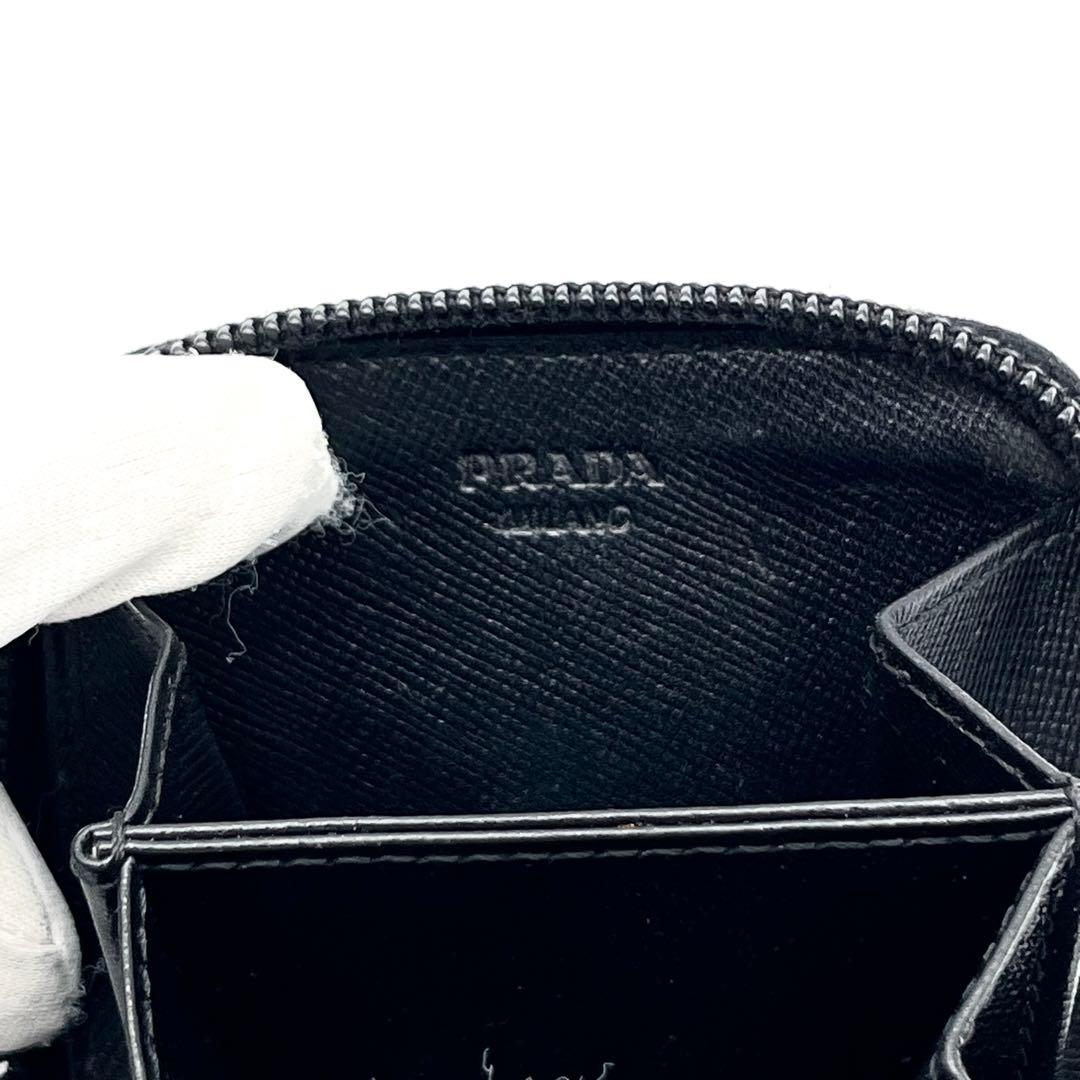 PRADA ケース　小銭入れ　サフィアーノレザー　三角ロゴ　ブラック