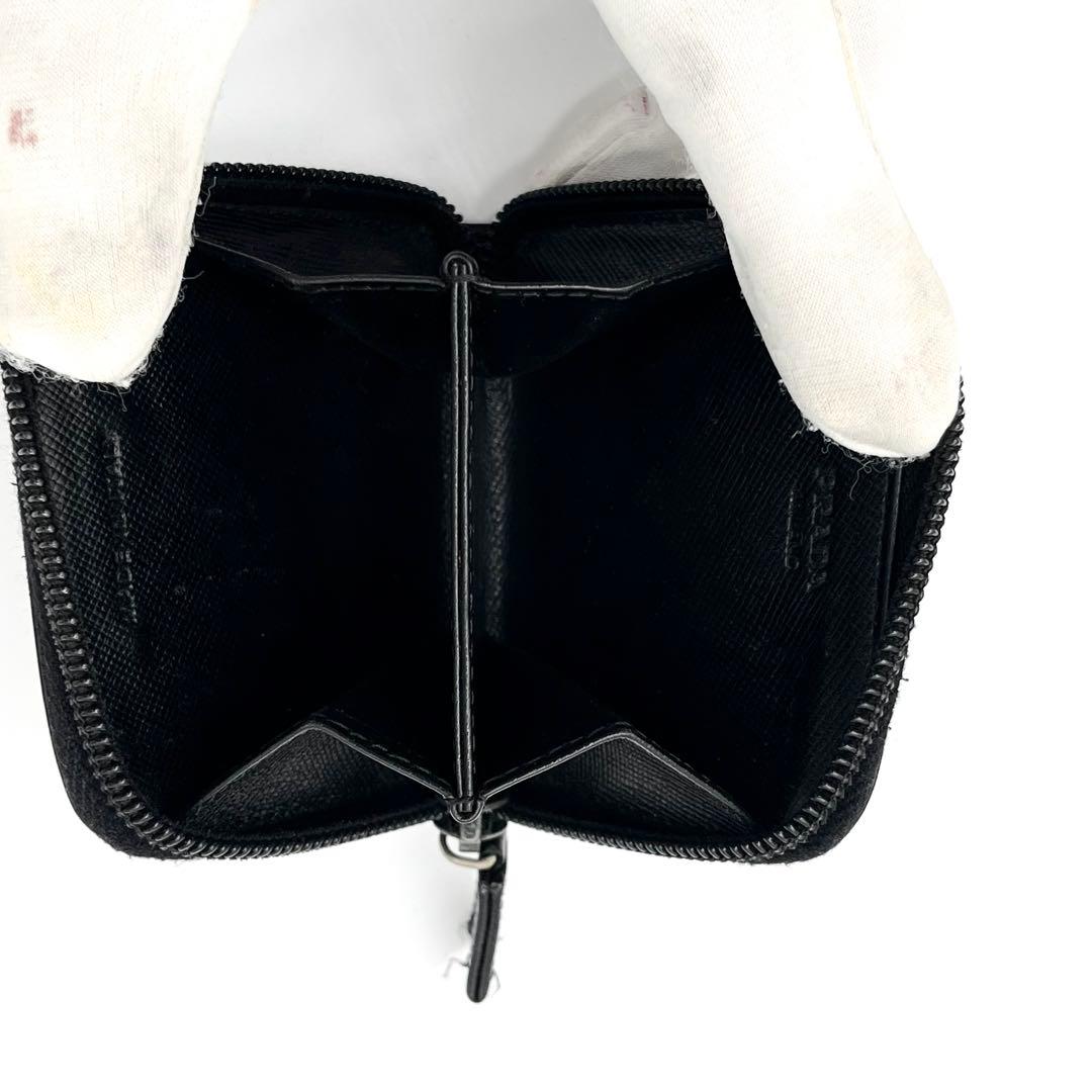 PRADA ケース　小銭入れ　サフィアーノレザー　三角ロゴ　ブラック