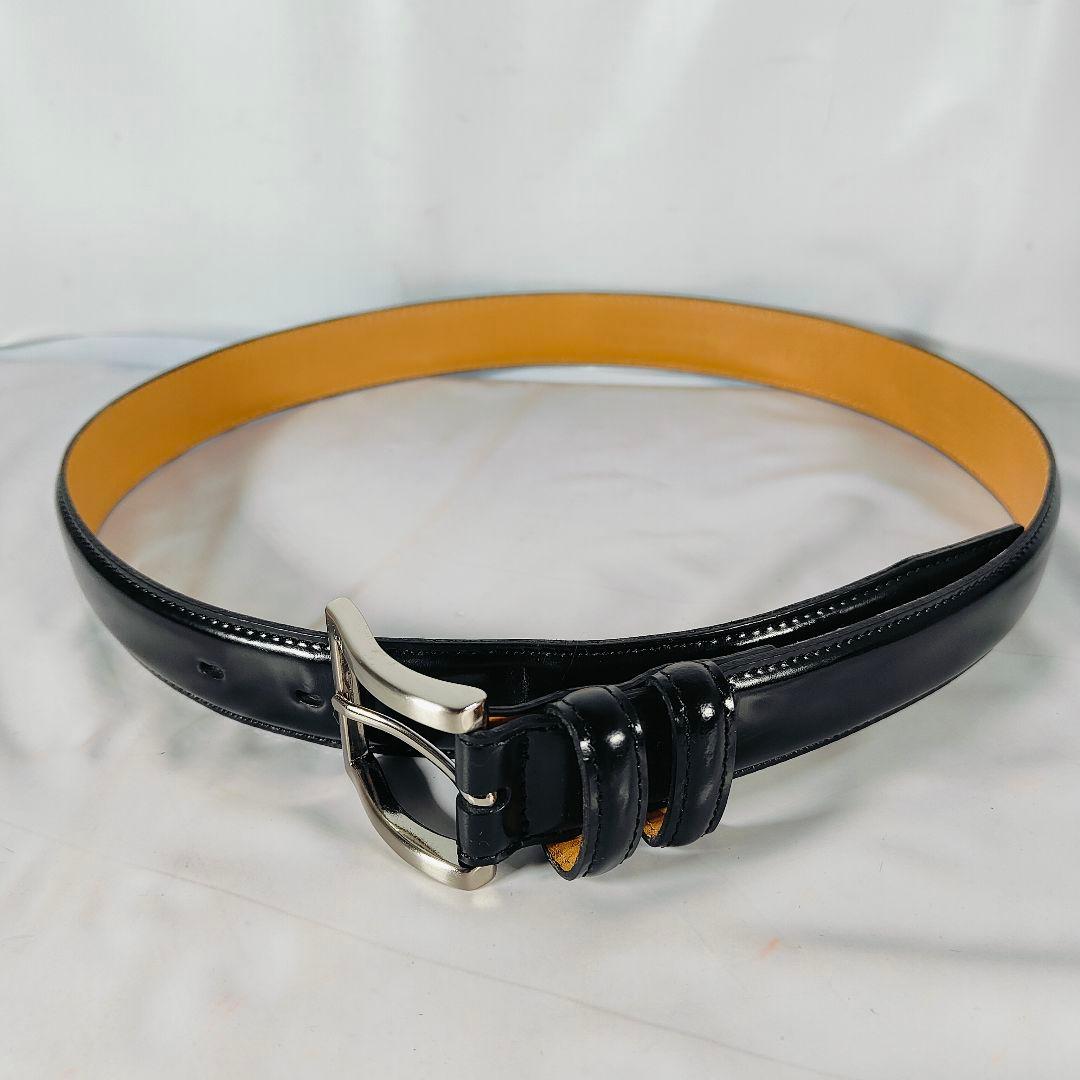 【シェルコードバン】Paul Smith　極艶黒馬革ドレスベルト　日本製　正規品
