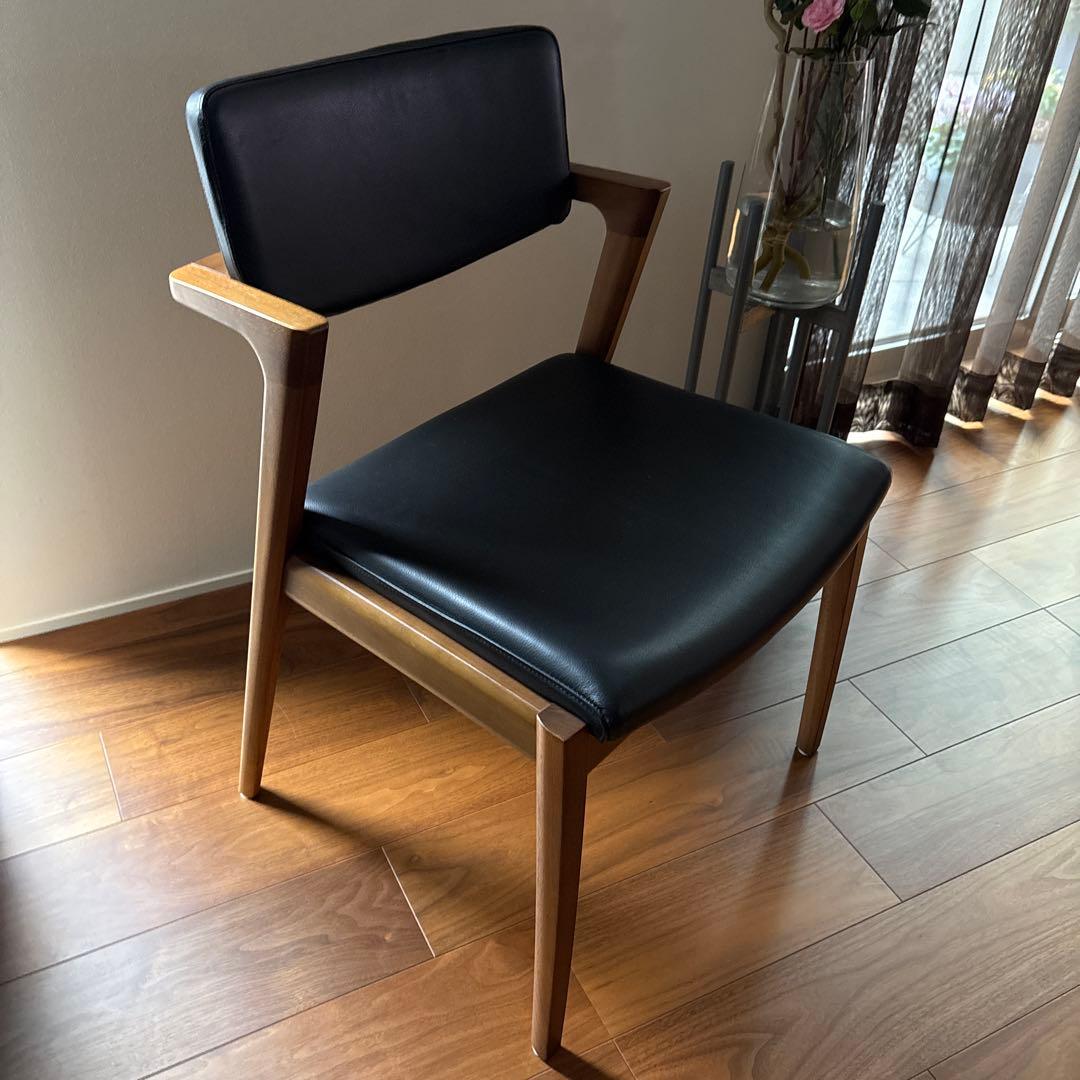 FUJI FURNITURE koti アームレスチェア本革ブラック