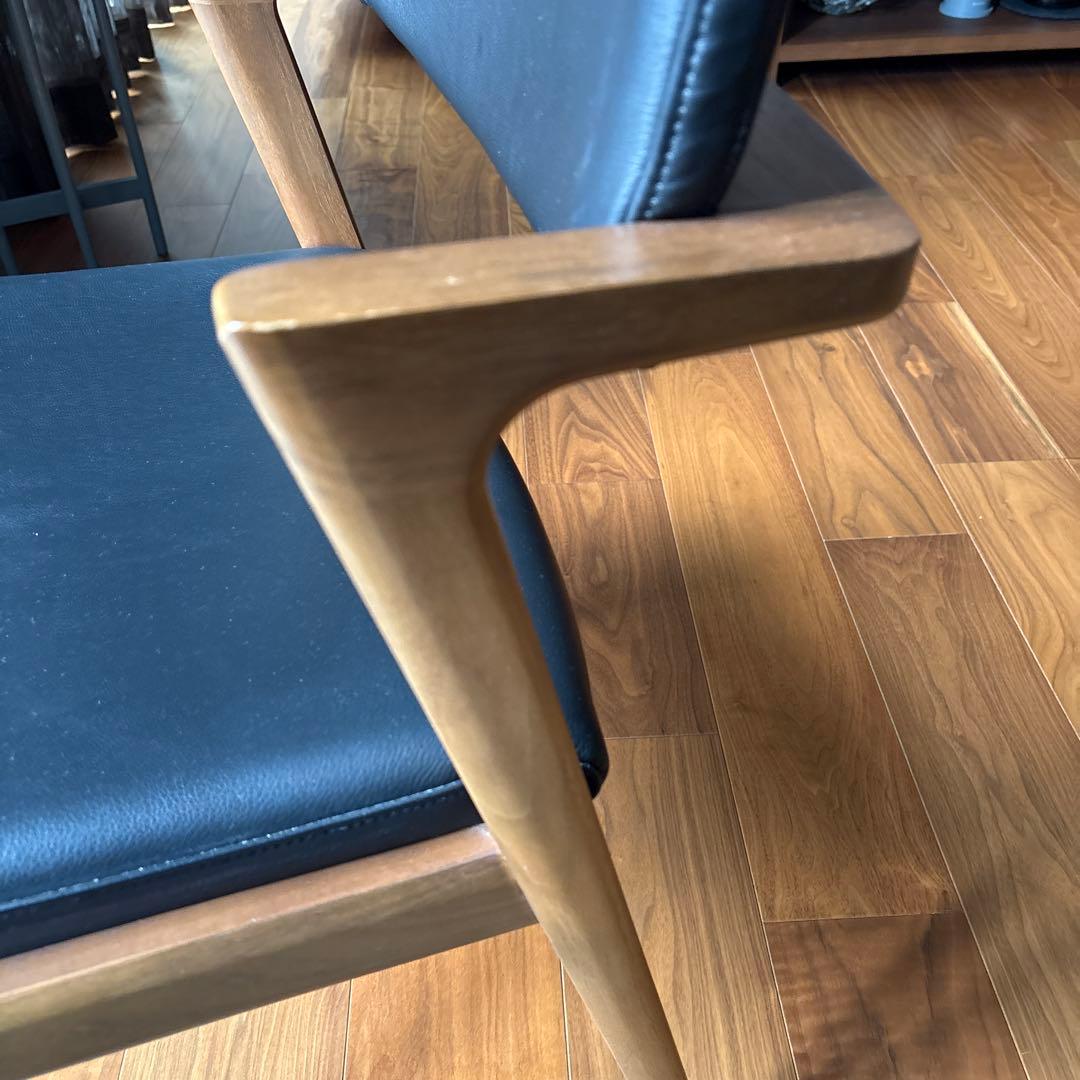 FUJI FURNITURE koti アームレスチェア本革ブラック