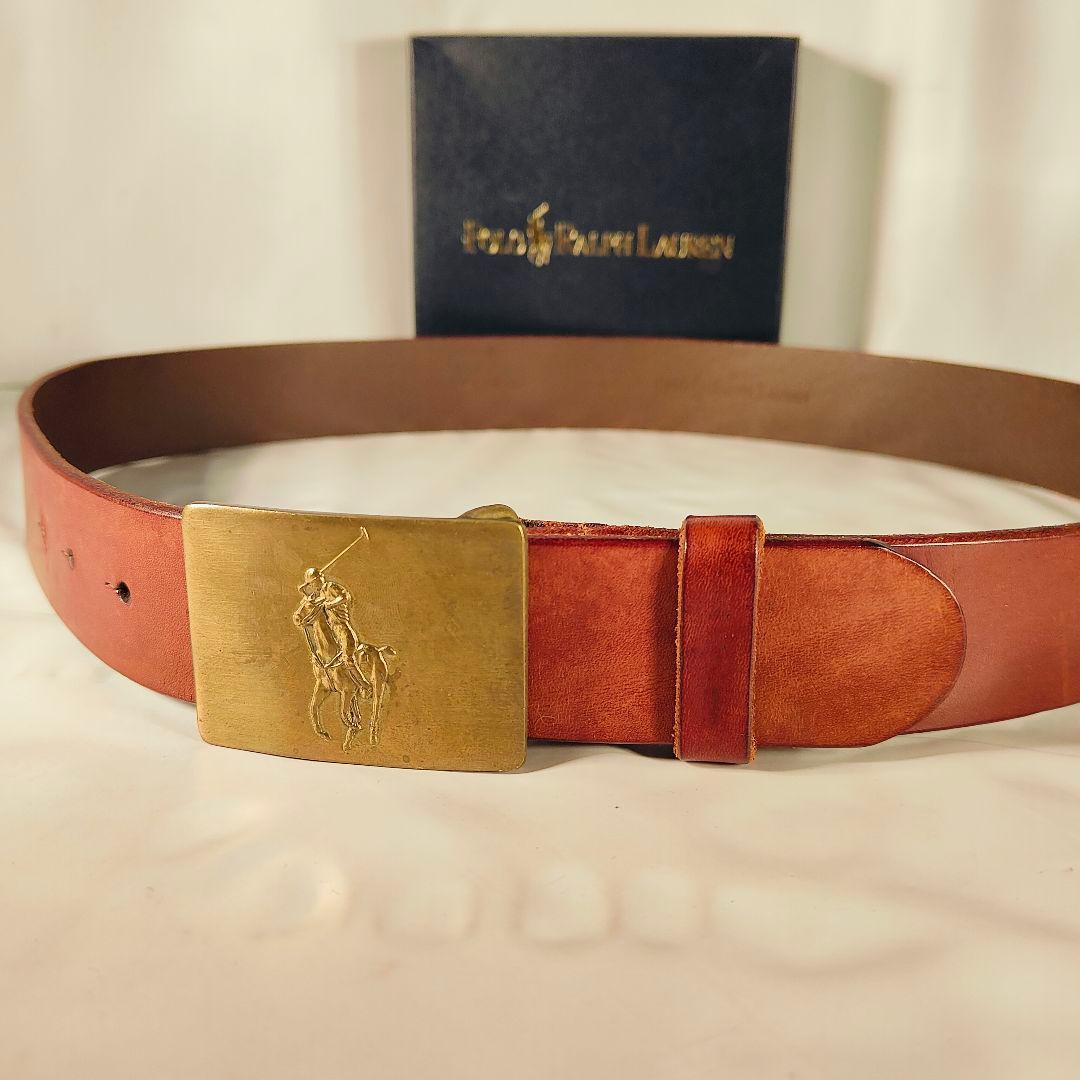 【未使用・極上イタリアンレザー】ポロラルフローレン　馬蹄ロゴ高級本革ドレスベルト