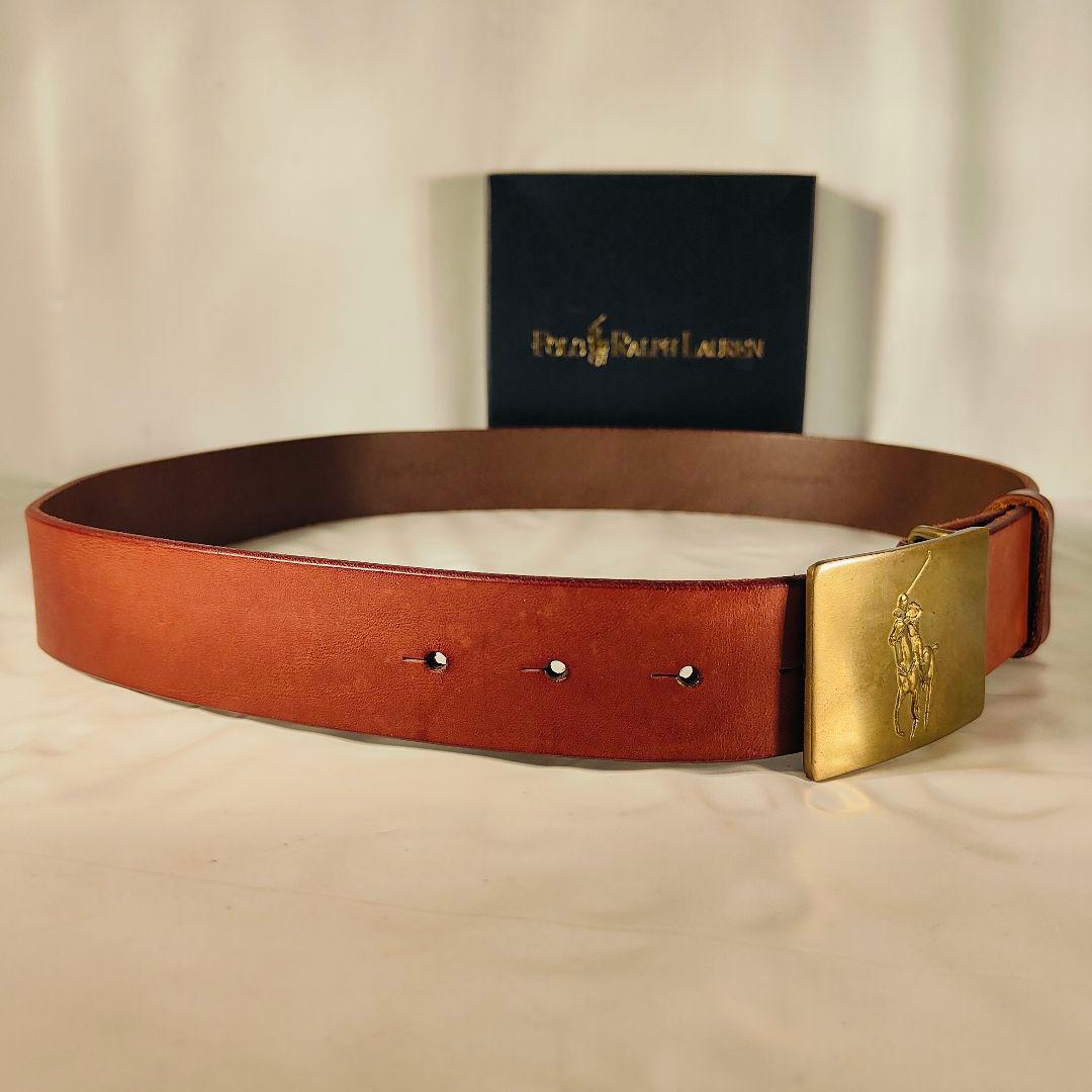 【未使用・極上イタリアンレザー】ポロラルフローレン　馬蹄ロゴ高級本革ドレスベルト