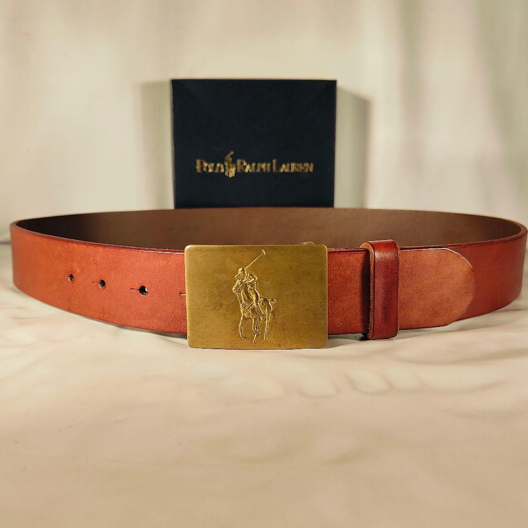 【未使用・極上イタリアンレザー】ポロラルフローレン　馬蹄ロゴ高級本革ドレスベルト