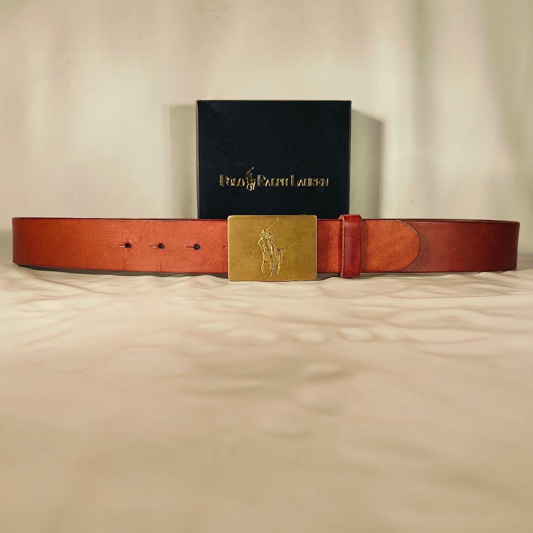 【未使用・極上イタリアンレザー】ポロラルフローレン　馬蹄ロゴ高級本革ドレスベルト