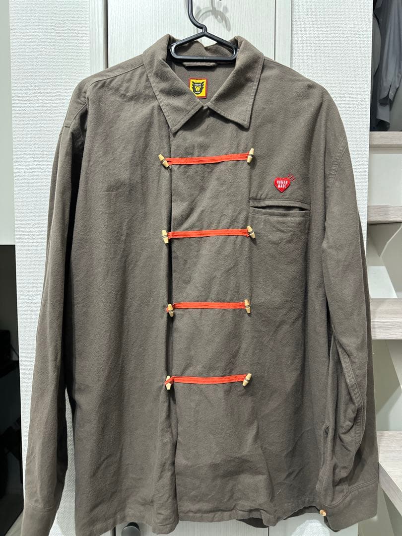 HUMAN MADE カーキ 長袖シャツ