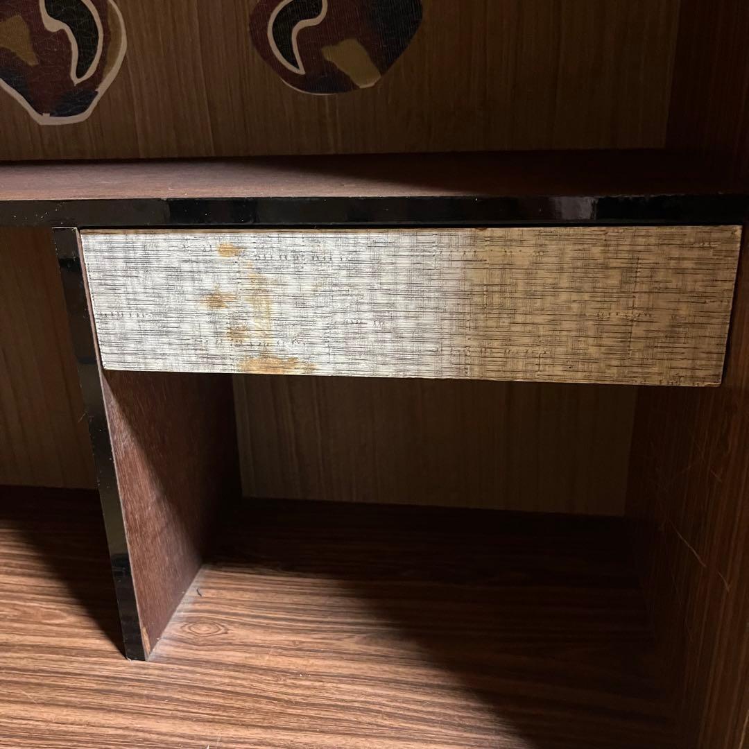 9/10まで！　昭和レトロ　キャビネット　彫りガラス　引き出し付き