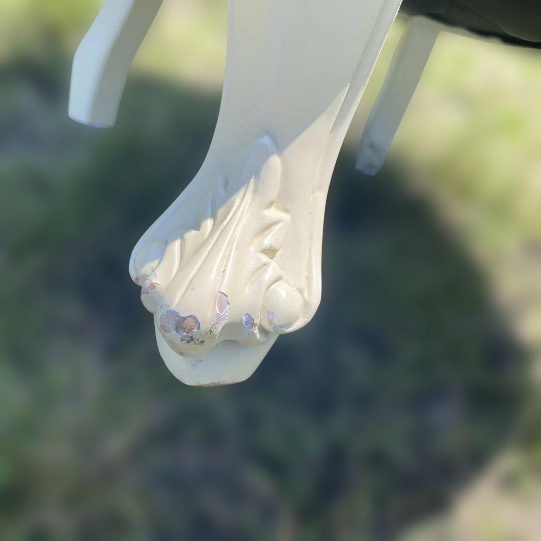 姫系　グレー　ホワイト　ロココ調　アンティーク調　猫足　1人掛けソファ