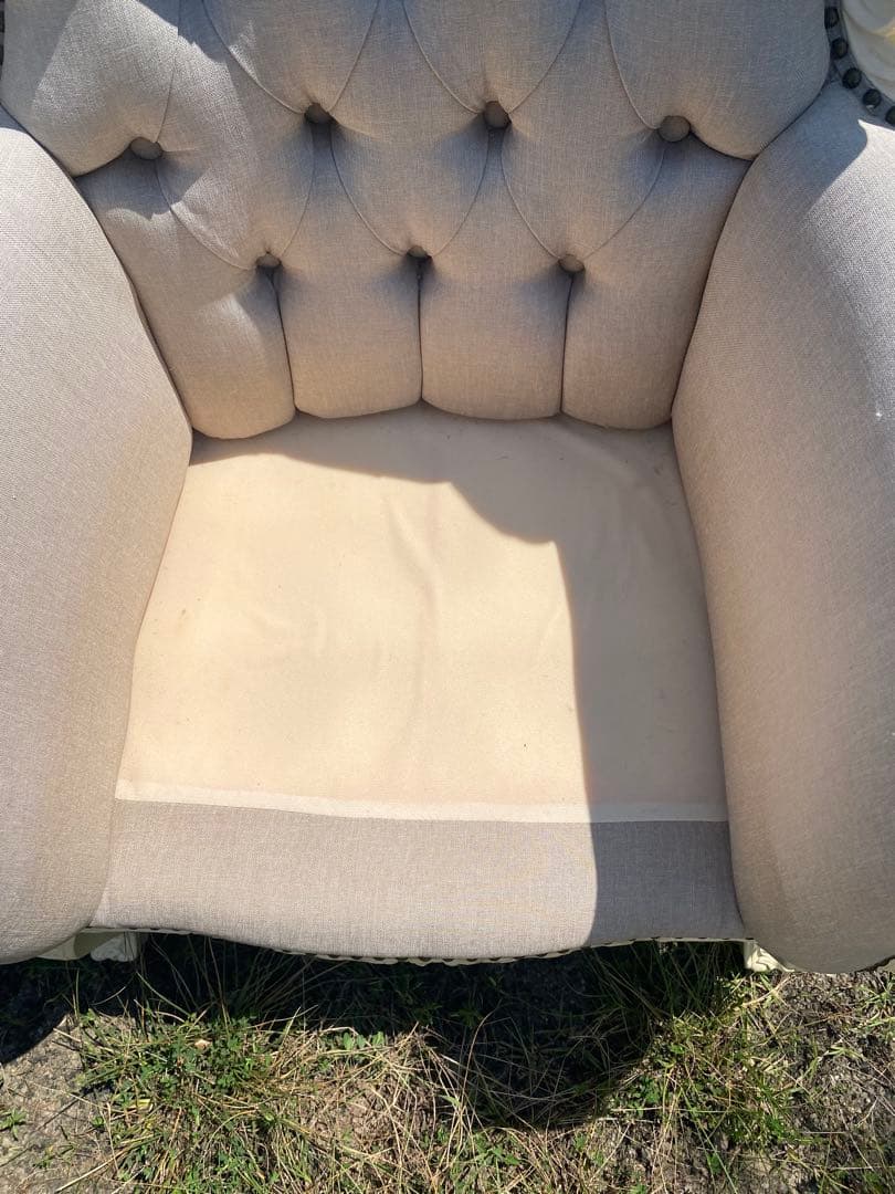 姫系　グレー　ホワイト　ロココ調　アンティーク調　猫足　1人掛けソファ