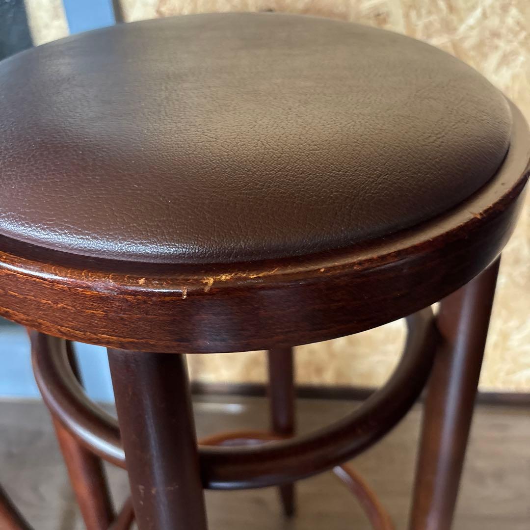 【2脚セット】秋田木工 カウンターチェア ハイスツール ビンテージ 丸椅子 昭和