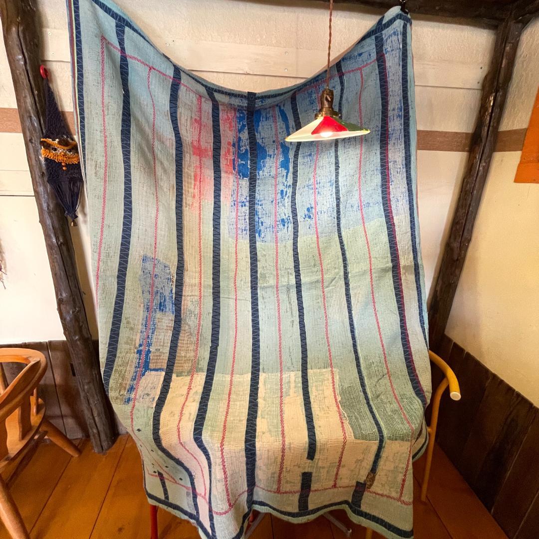 インド製ヴィンテージカンタラリーキルト ストライプマルチカバー